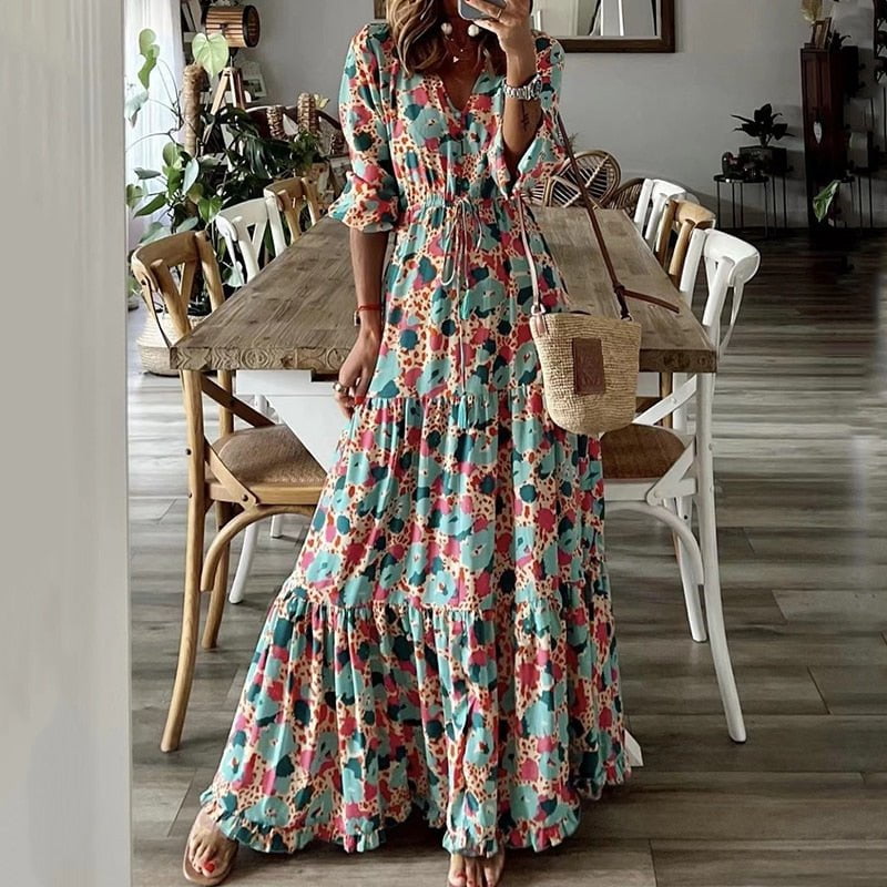 Tebuti™ Bohemian Floral Loose Dress
