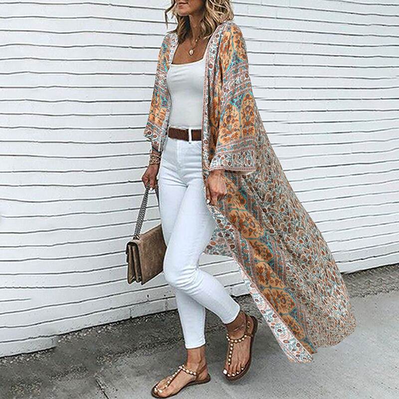 Tebuti™ Bohemian Floral Long Kimono