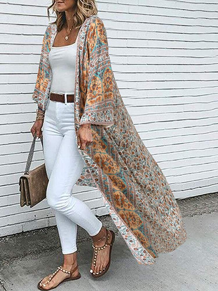 Tebuti™ Bohemian Floral Long Kimono