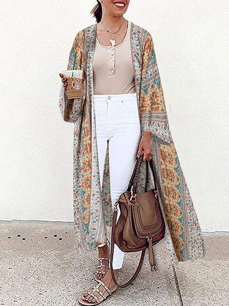 Tebuti™ Bohemian Floral Long Kimono