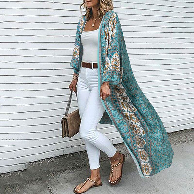 Tebuti™ Bohemian Floral Long Kimono