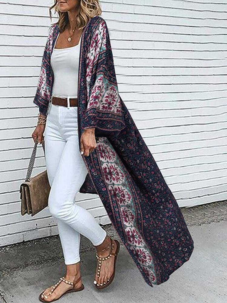 Tebuti™ Bohemian Floral Long Kimono