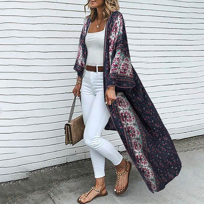 Tebuti™ Bohemian Floral Long Kimono