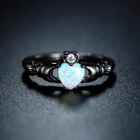 Opal heart deals engagement ring