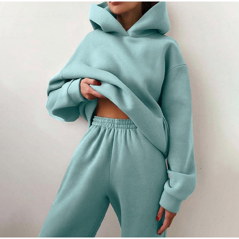 Womens Autumn Oversized Two Piece Sweatshirt Set