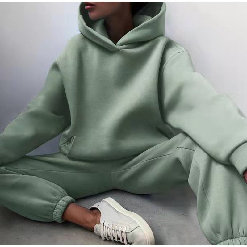 Womens Autumn Oversized Two Piece Sweatshirt Set