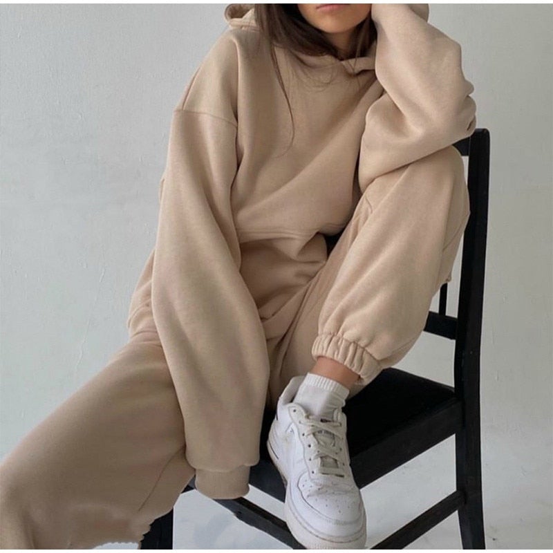 Womens Autumn Oversized Two Piece Sweatshirt Set
