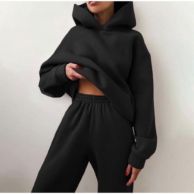 Womens Autumn Oversized Two Piece Sweatshirt Set