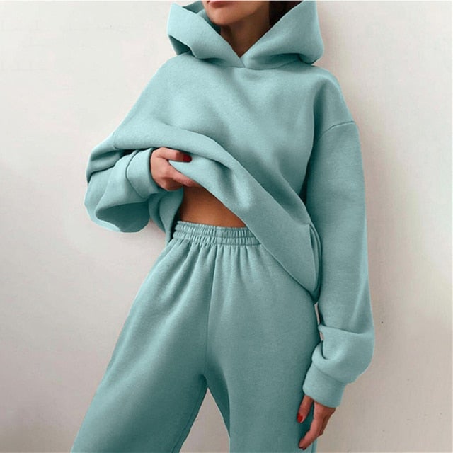 Womens Autumn Oversized Two Piece Sweatshirt Set
