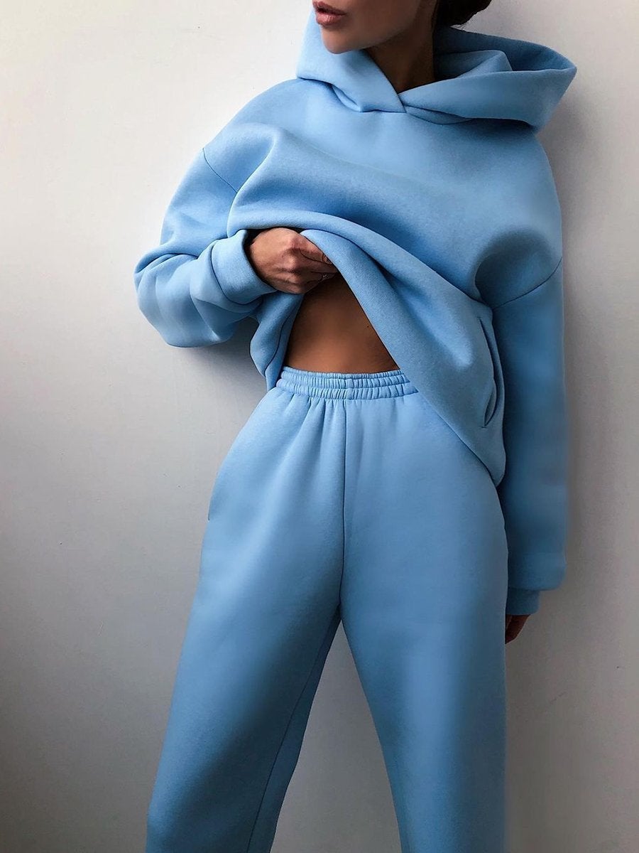 Womens Autumn Oversized Two Piece Sweatshirt Set