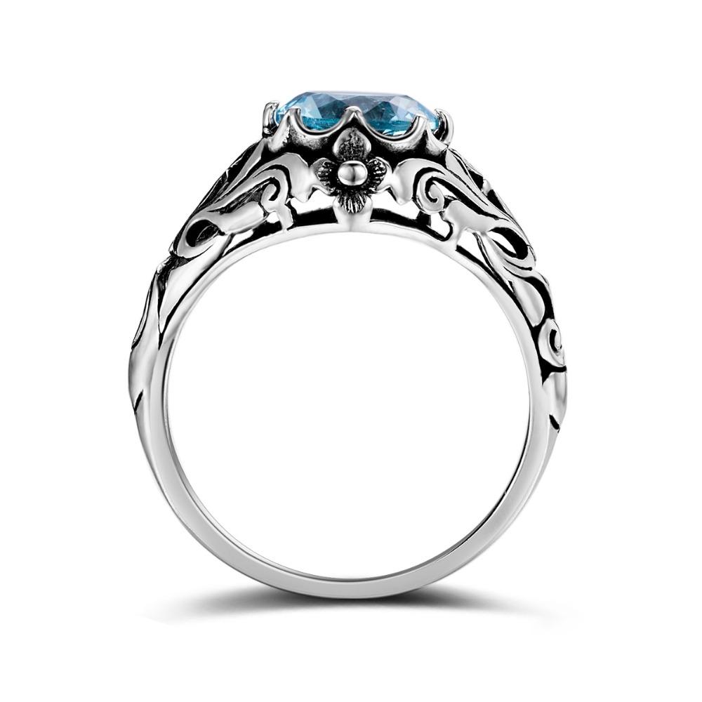 Celtic Flower Gem Sterling Silver Ring