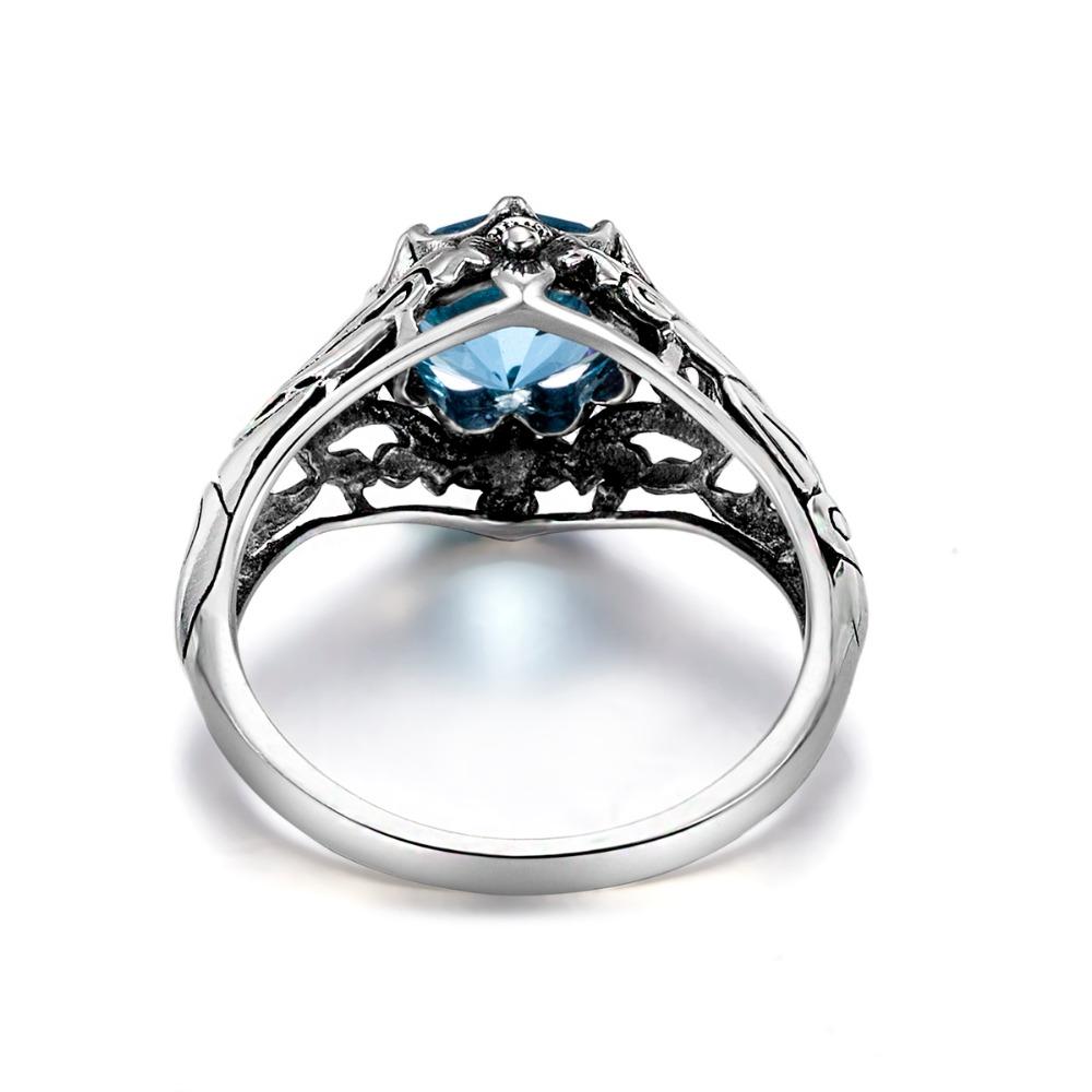Celtic Flower Gem Sterling Silver Ring