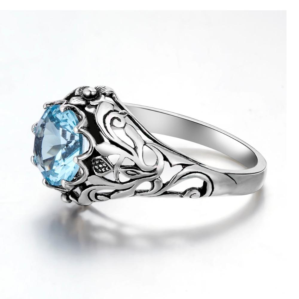 Celtic Flower Gem Sterling Silver Ring