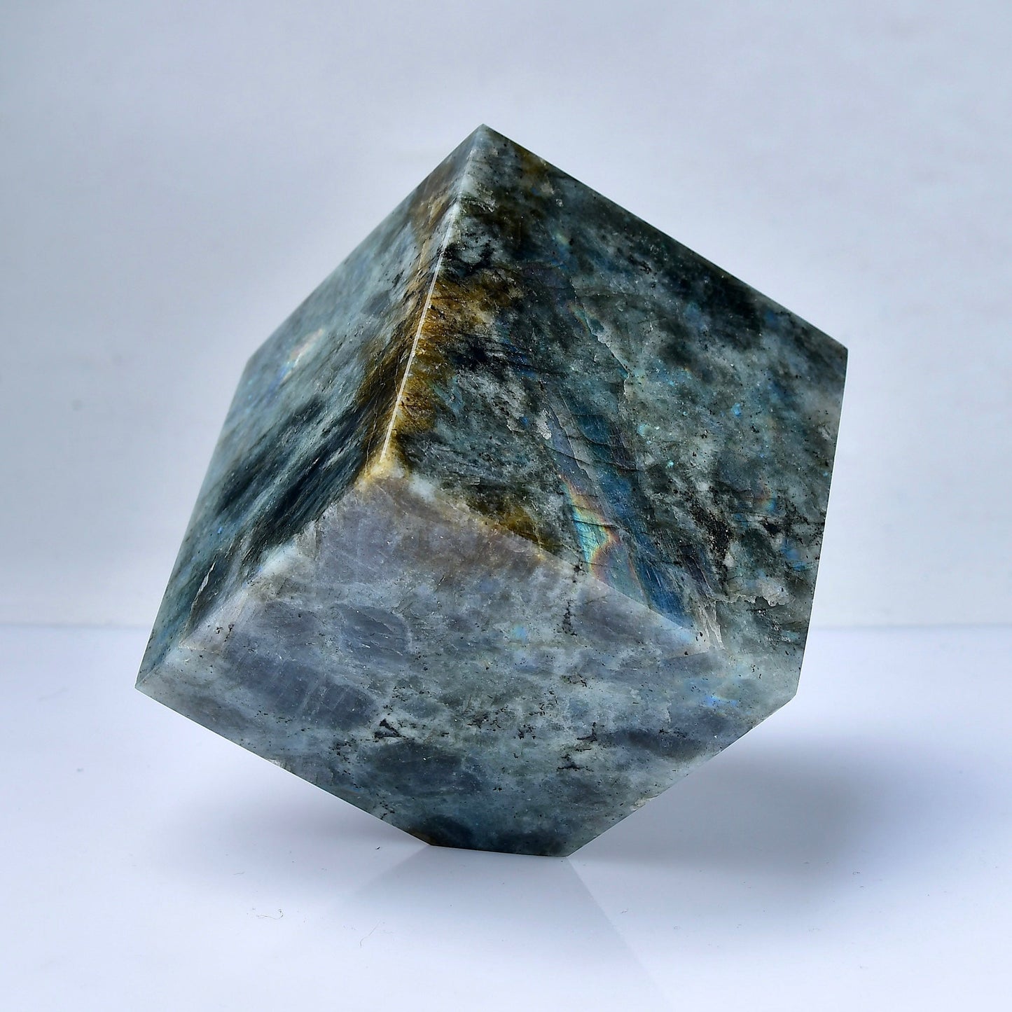 Self-Standing Natural Labradorite Cube Crystal Stone