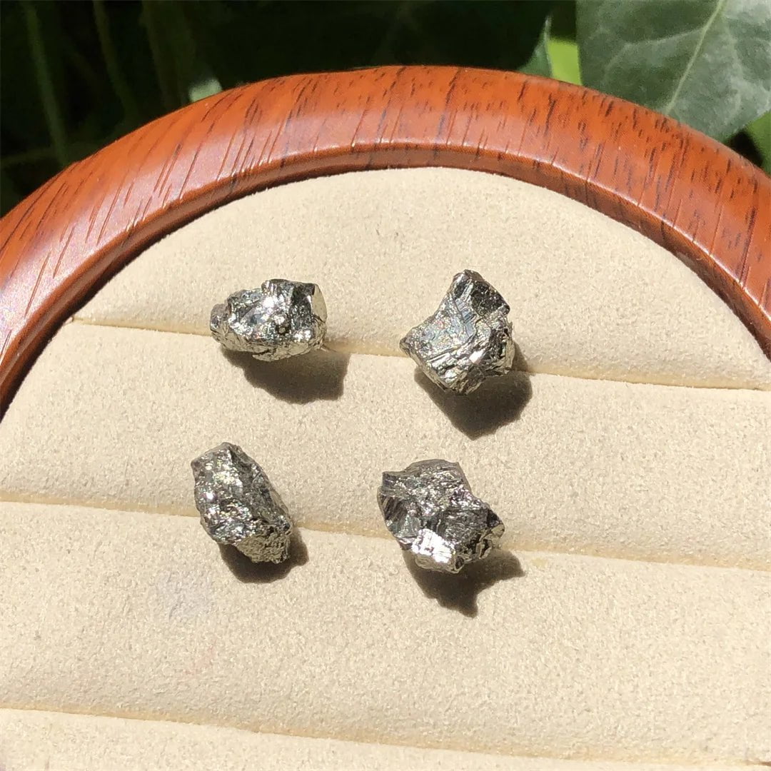 Natural Rough Stone Pyrite Earrings