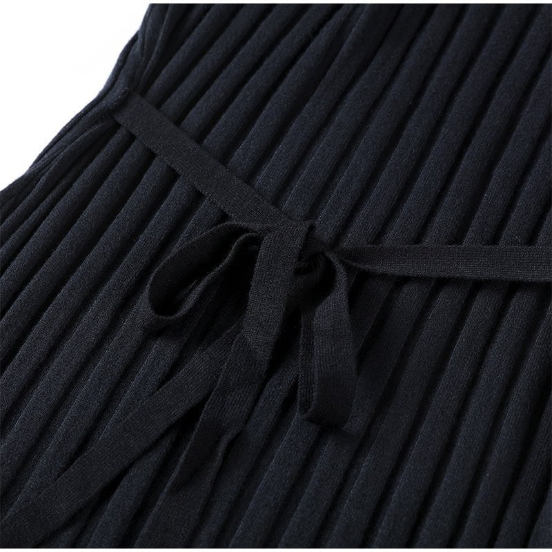 V-Neck Sleeved Knit Midi Dress