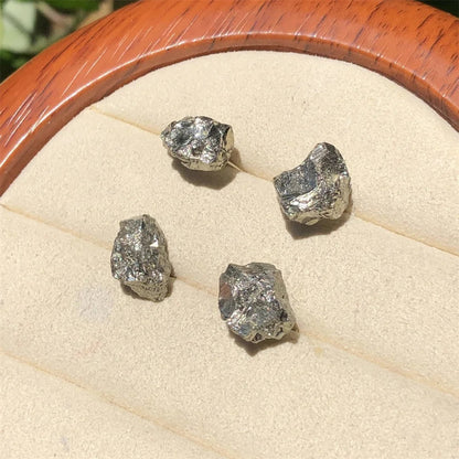 Natural Rough Stone Pyrite Earrings