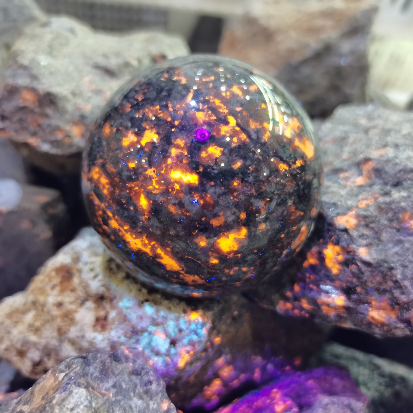 Fluorescent Sodalite Crystal Sphere