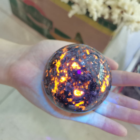 Fluorescent Sodalite Crystal Sphere