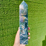 Natural Moss Agate Crystal Tower