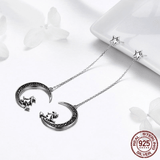 925 Sterling Silver Witches Crescent Moon Earrings