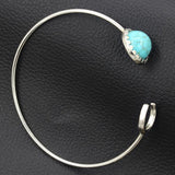 Moon And Sun Stainless Steel + Natural Turquoise Bracelet