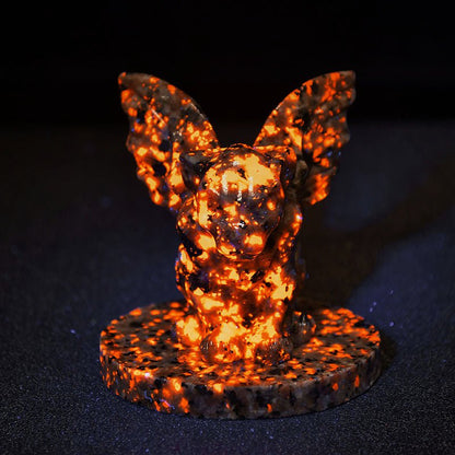 Flame Stone Carved Crystal Gargoyle Statue