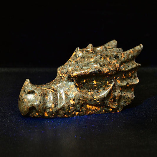 Flame Stone Carved Crystal Dragon Head Talisman