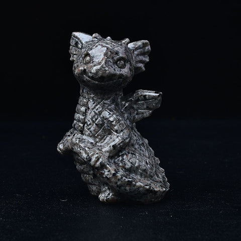 Flame Stone Carved Crystal Dragon Statue