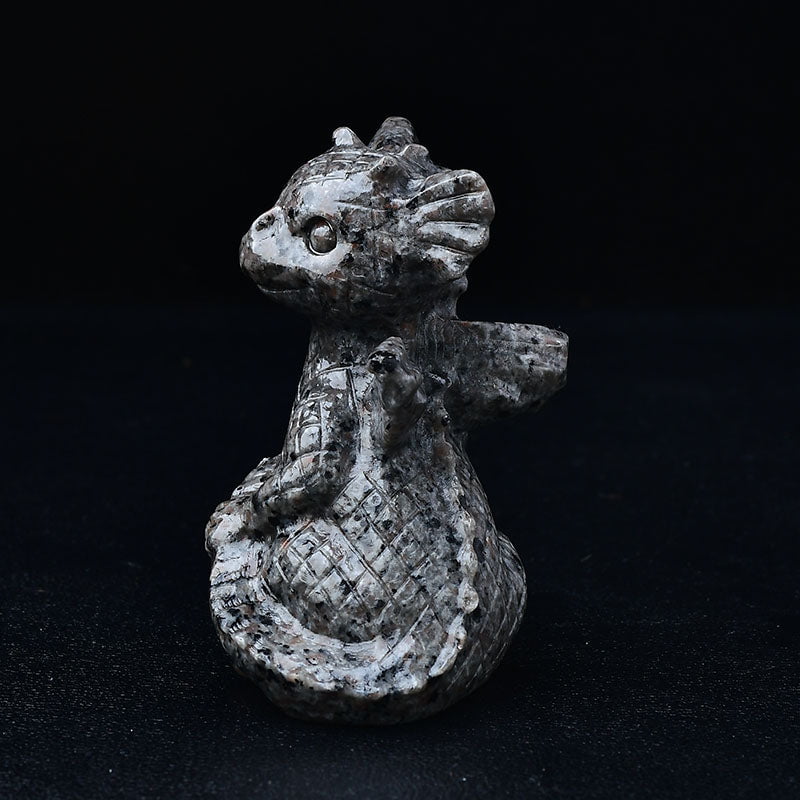 Flame Stone Carved Crystal Dragon Statue