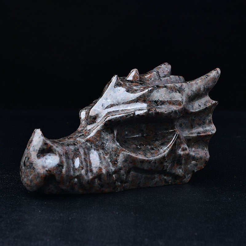 Flame Stone Carved Crystal Dragon Head Talisman