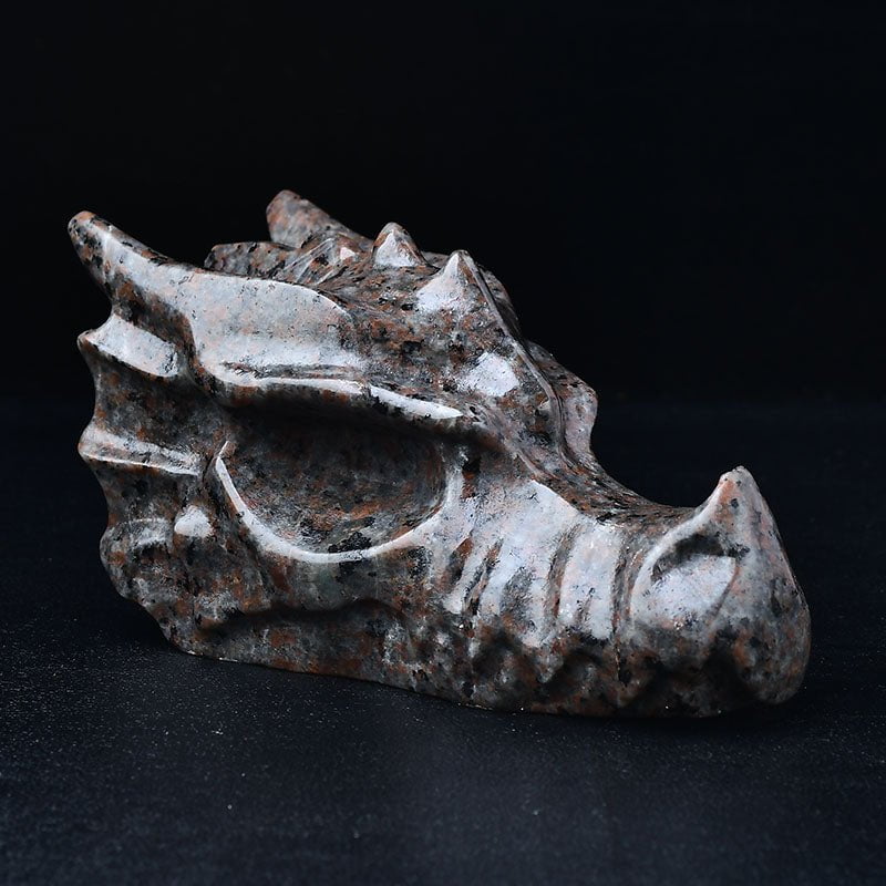 Flame Stone Carved Crystal Dragon Head Talisman