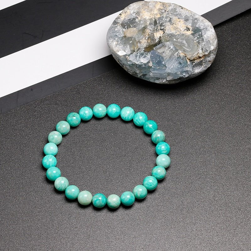 Natural Amazonite Stone Bead Bracelet