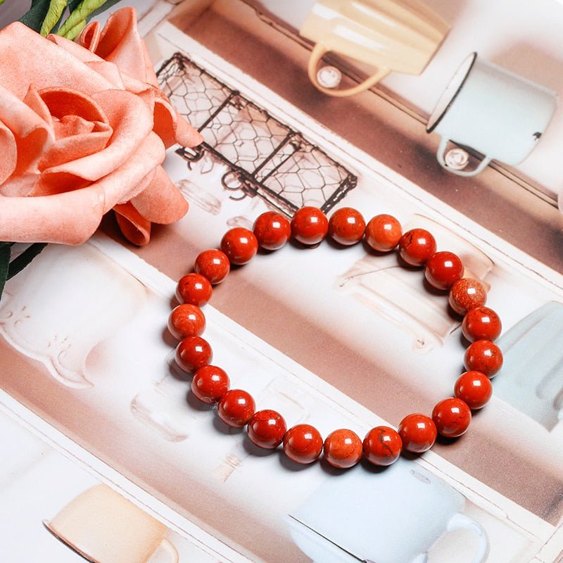 Natural Red Jasper Beads Bracelet