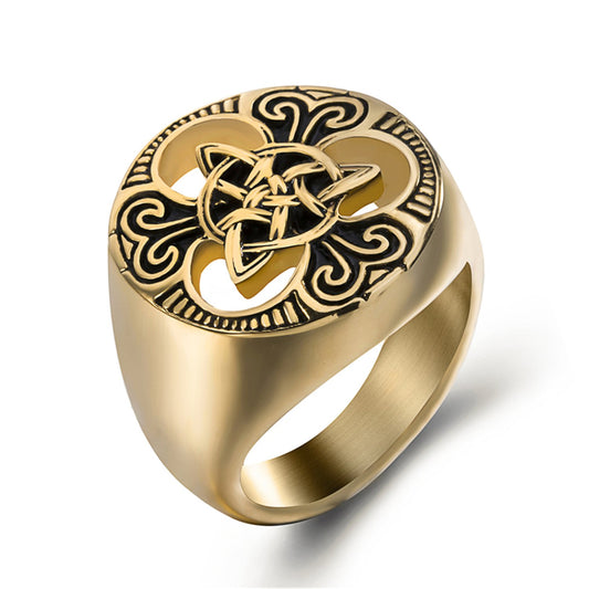 Gold Celtic Triquetra Knot Stainless Steel Ring