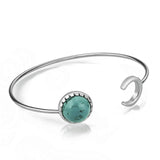 Moon And Sun Stainless Steel + Natural Turquoise Bracelet