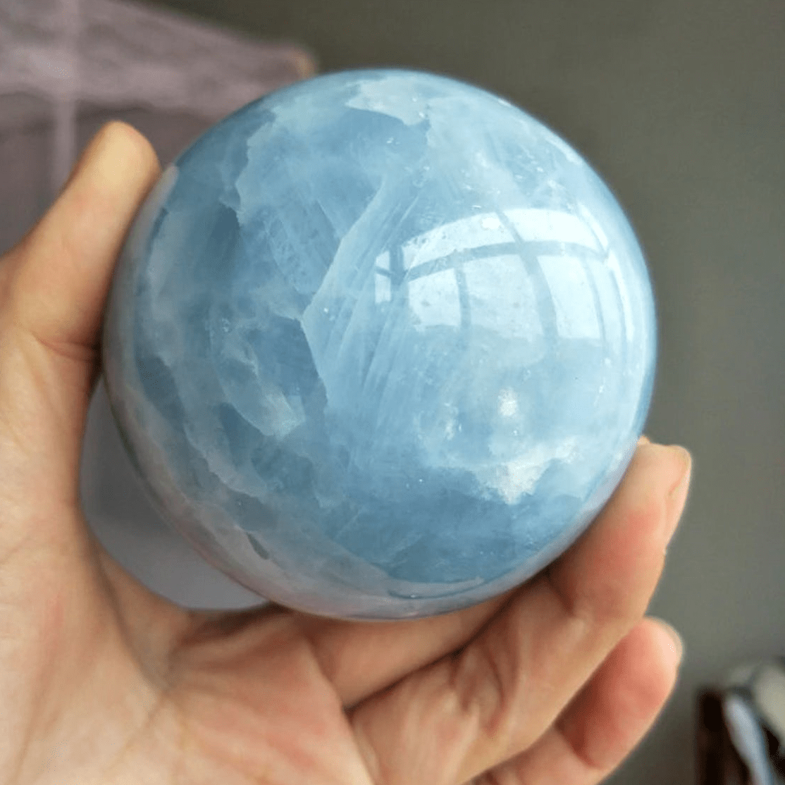 Natural Celestine Sphere Ball Stone