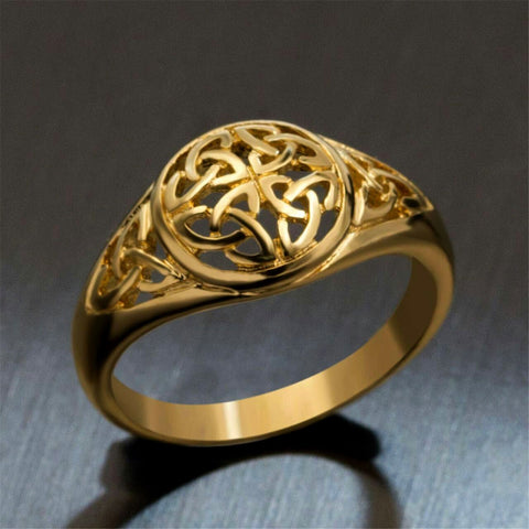 Gold Celtic Flower Stainless Steel Ring