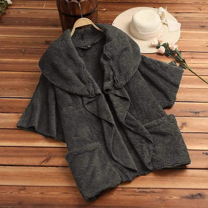 TEBUTI™ Fluffy Long Sleeve Winter Poncho Coat