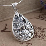 Antique Lotus Flower Sterling Silver Pendant