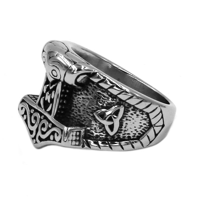 Celtic Thor Hammer Triquetra Ring