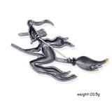 Witch Riding A Broom Brooch